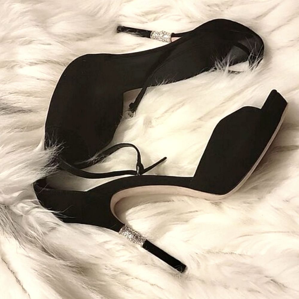 Gucci Black Suede Crystal Accent Stiletto Sandals